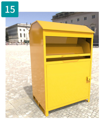 Gele Poederdeklaag van de Bak Oude Kleren van de Recyclingsopslag de Schoenenschenking